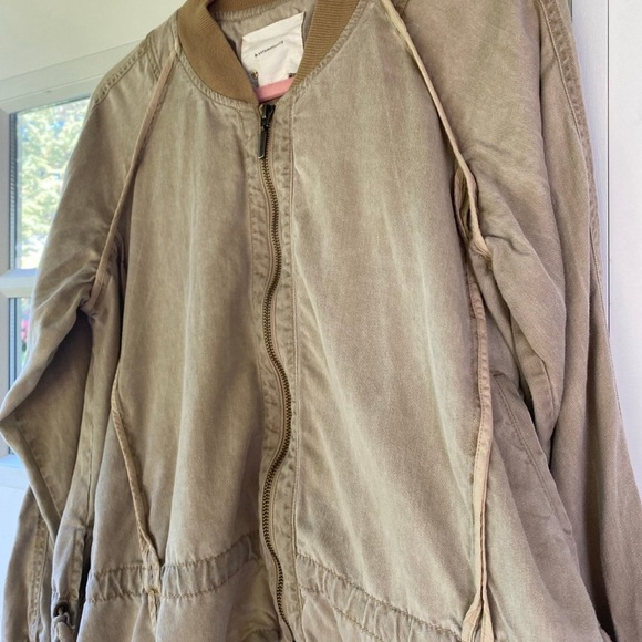 Anthropologie tan ruffled bomber jacket light sand  XS - Picture 7 of 10